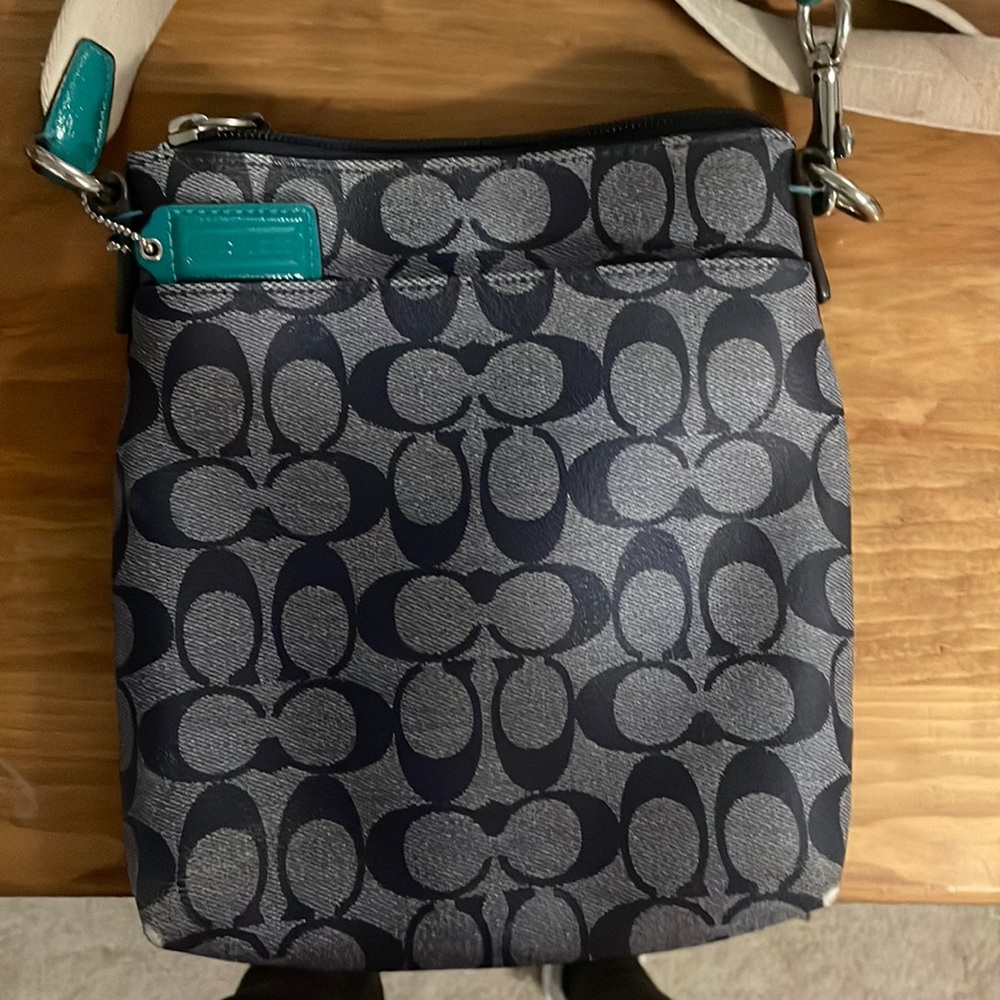 Coach cross body. Blue and green. In great condition